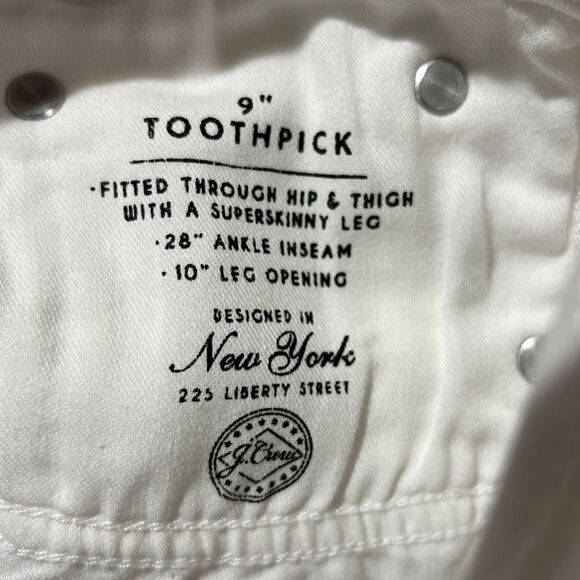 J. Crew 9" mid-rise toothpick jean in white size 28 NWT - flawed - Picture 6 of 16